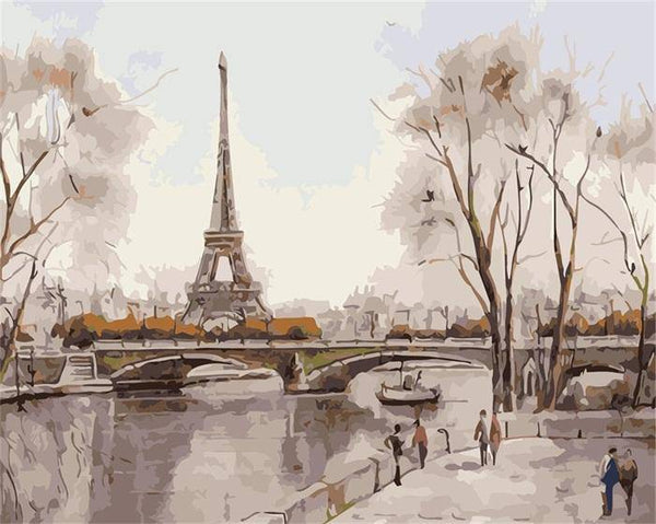 River and Eiffel Tower Paint By Numbers Kit