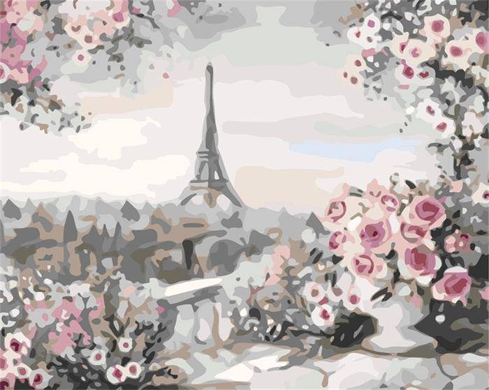 Roses and Eiffel Tower Paint By Numbers Kit