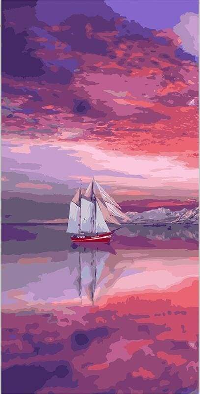 Sailboat Red Sea Paint By Numbers Kit