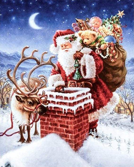 Santa Claus And Reindeer Paint By Numbers Kit