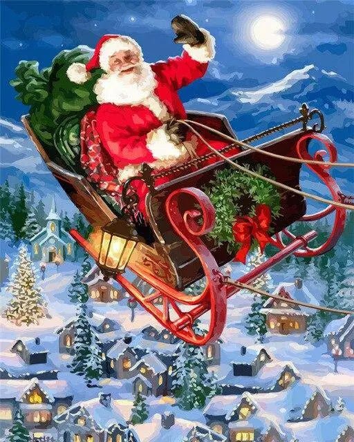 Santa Claus Flying Paint By Numbers Kit