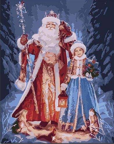 Santa Claus With A Girl Paint By Numbers Kit