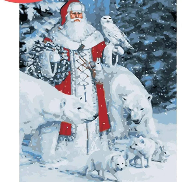 Santa Claus With A White Owl Paint By Numbers Kit