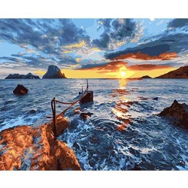 Sea Landscape And Sunset Paint By Numbers Kit