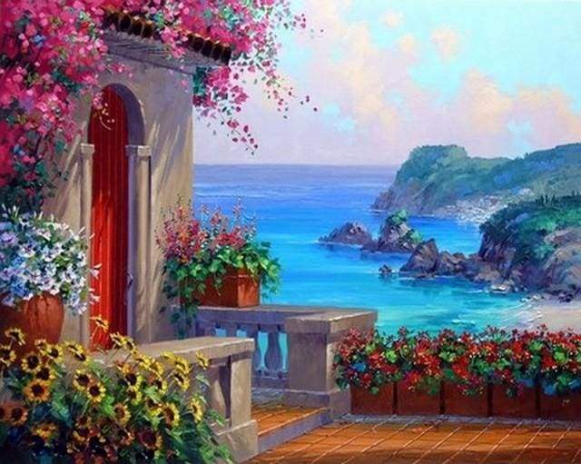 Seaside in Greece Paint By Numbers Kit