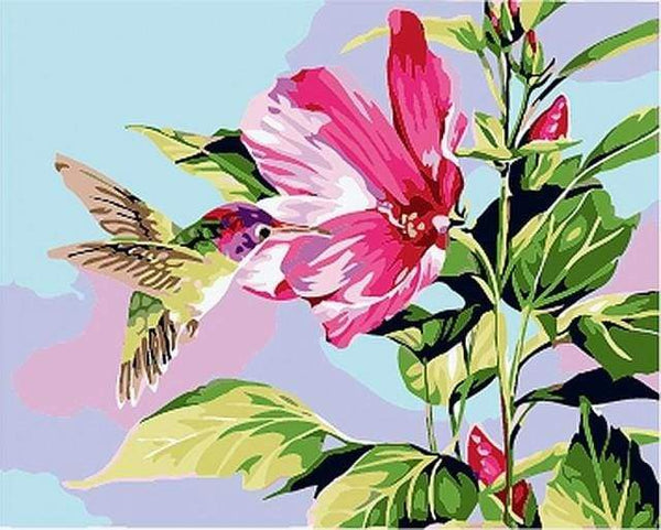 Small Hummingbird in Flowers Paint By Numbers Kit