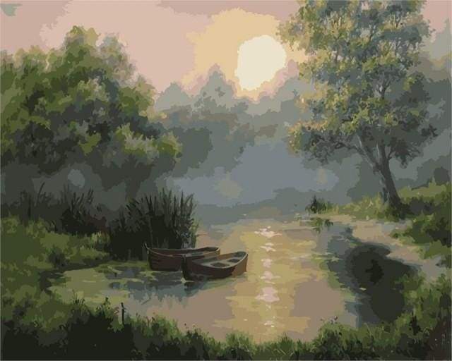 Small Lake at Dawn Paint By Numbers Kit