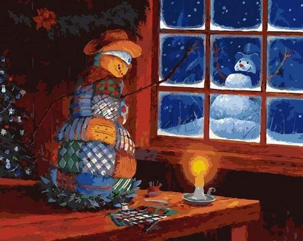 Snowman at the Window Paint By Numbers Kit