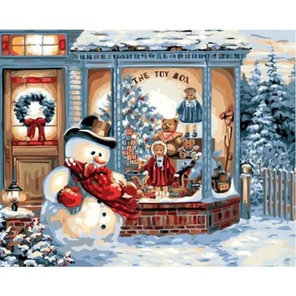 Snowman In Front Of House Paint By Numbers Kit