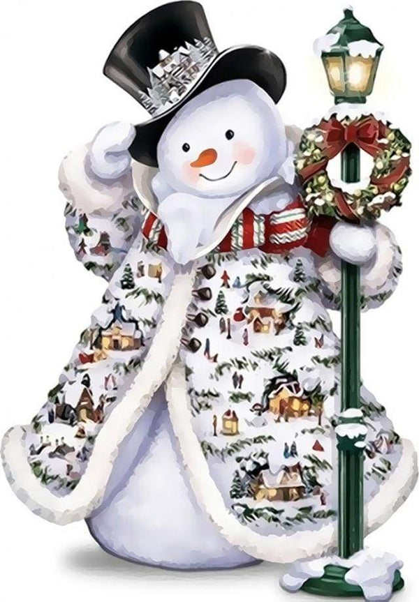Snowman wearing a Black Hat Paint By Numbers Kit