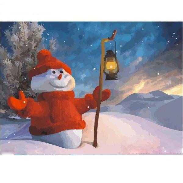 Snowman With Light Paint By Numbers Kit