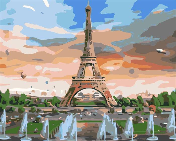 Statue and Eiffel Tower Paint By Numbers Kit