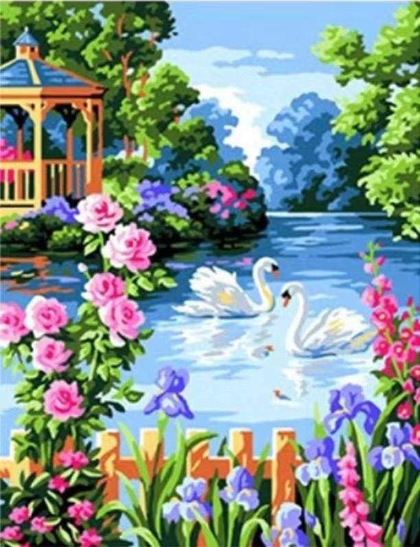 Swan Lake on a Sunny Day Paint By Numbers Kit