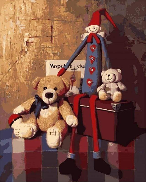Teddy bears and Marionnette Paint By Numbers Kit