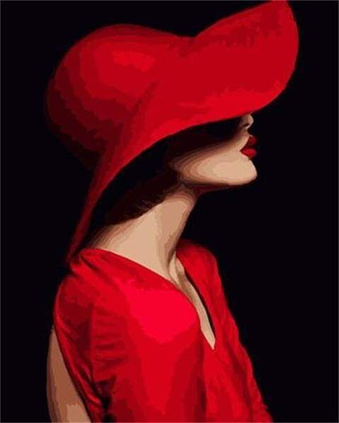 The Lady with a Red Hat Paint By Numbers Kit