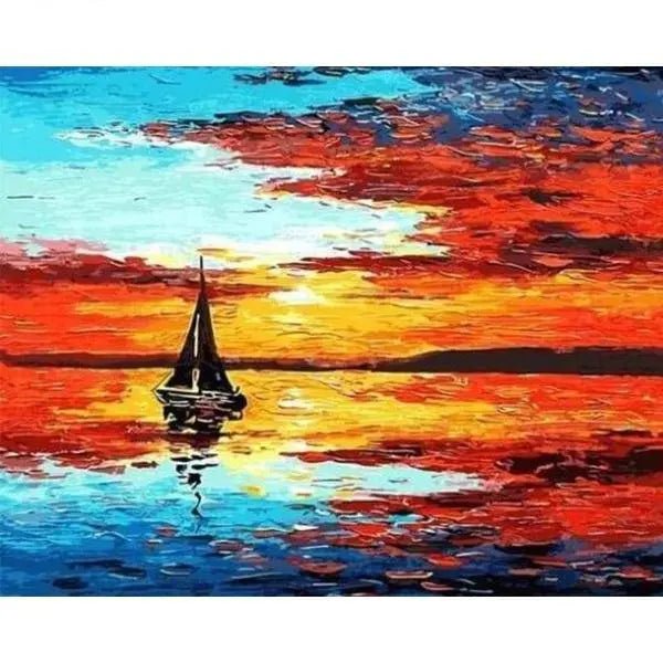 The Ocean And A Sailboat Paint By Numbers Kit