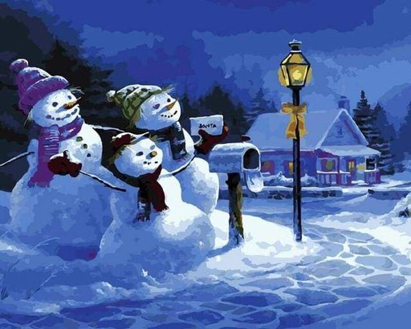 Three Snowmen Paint By Numbers Kit