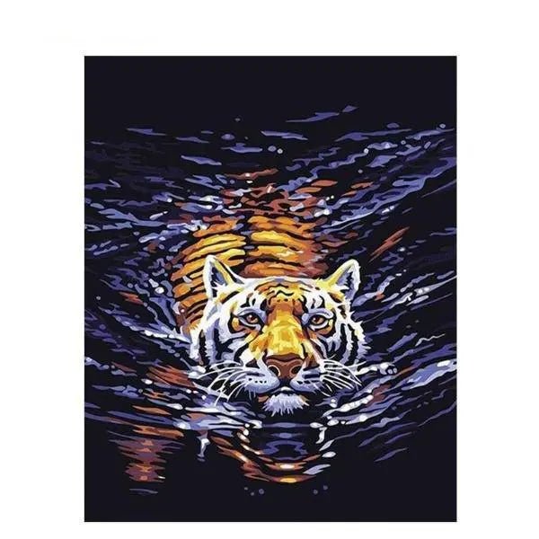 Tiger Swimming In A River Paint By Numbers Kit