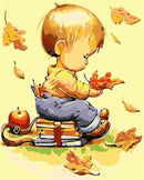 Toddler Sitting On Books Paint By Numbers Kit