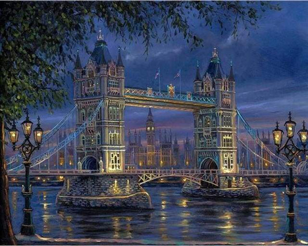 Tower Bridge in London Night Paint By Numbers Kit