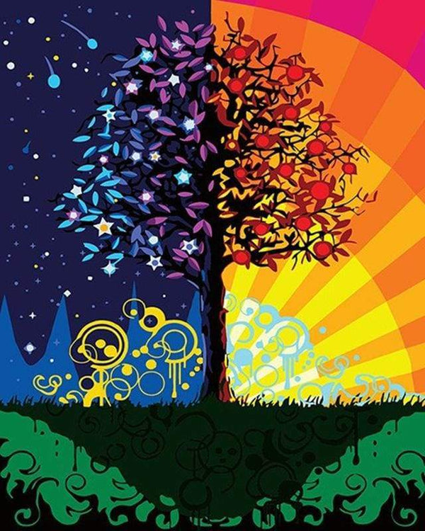 Tree Day and Night Paint By Numbers Kit