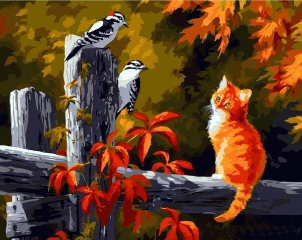 Two Birds And Cat Paint By Numbers Kit