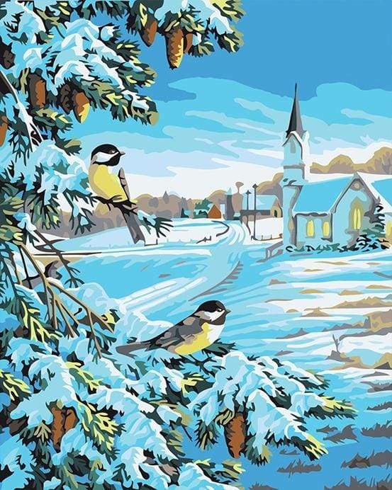 Two Birds in the Snow Paint By Numbers Kit