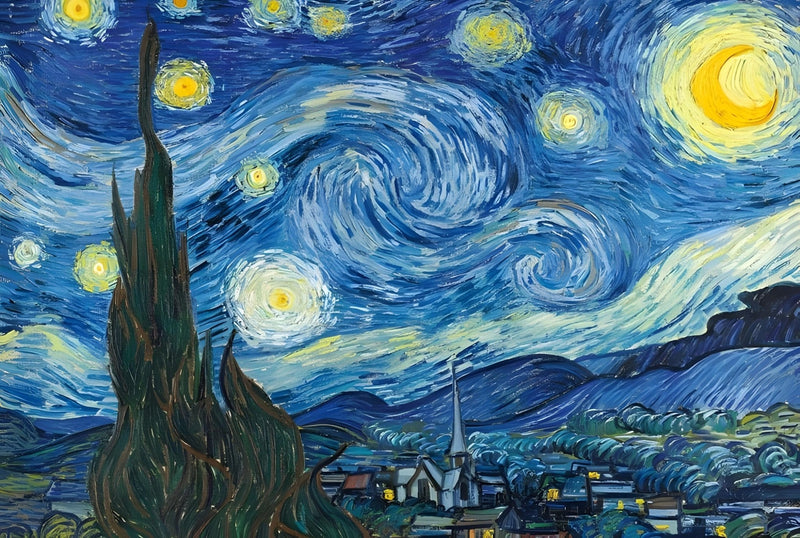 Van Gogh The Starry Night paint by numbers kit box and rolled canvas