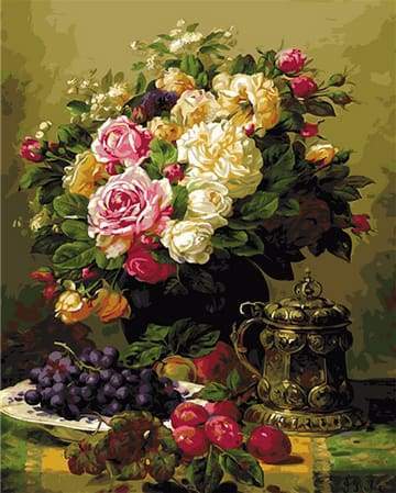 Vase of flowers and Grapes Paint By Numbers Kit