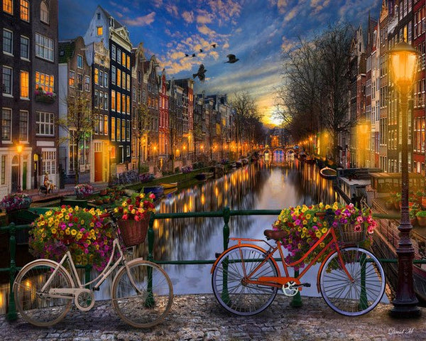 View of Amsterdam canal Paint By Numbers Kit
