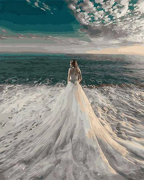 Wedding Dress With Sea Waves Paint By Numbers Kit