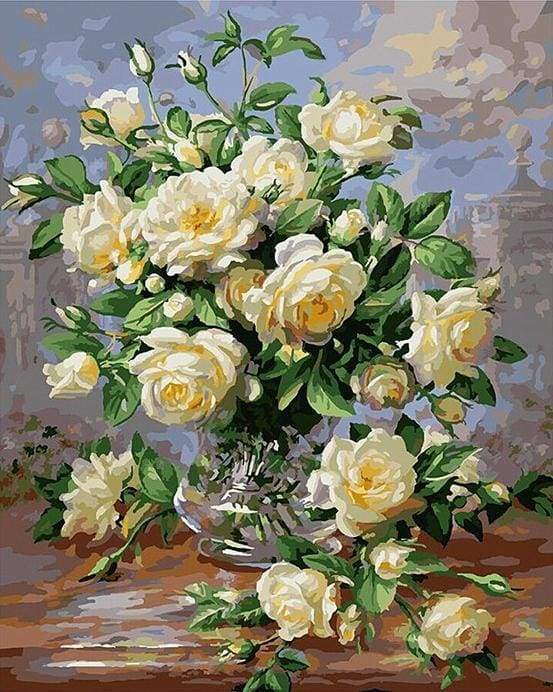 White Camellias Paint By Numbers Kit