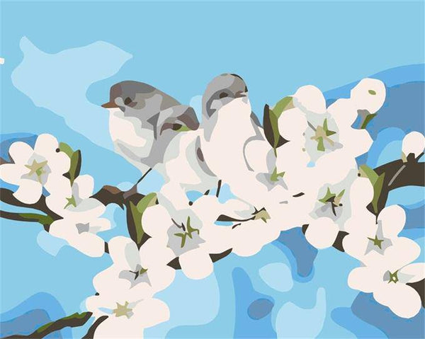 White Flower and Birds Paint By Numbers Kit