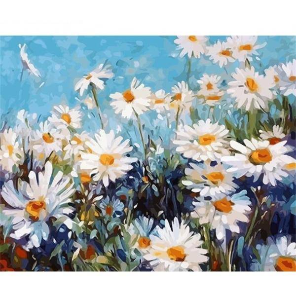 White Flowers Paint By Numbers Kit