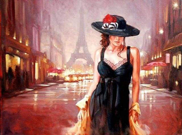 Woman on the streets of Paris Paint By Numbers Kit