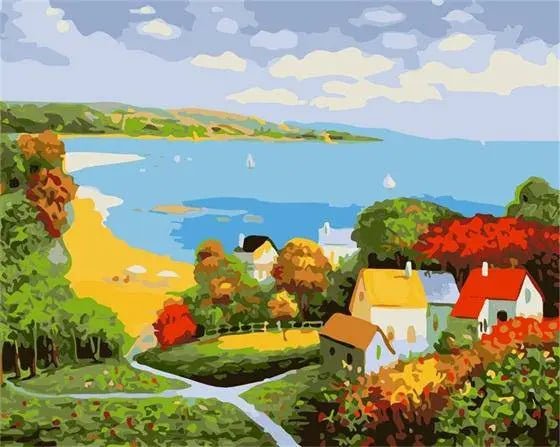 Wonderful Small Sea Side Village Paint By Numbers Kit