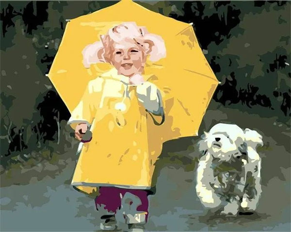 Yellow Girl and a Dog Paint By Numbers Kit
